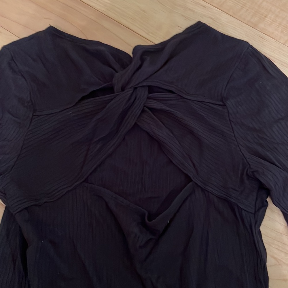 Hollister Black Slim Twist Back Ribbed Long Sleeve